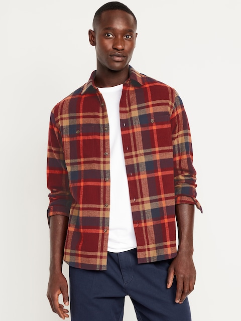 Plaid Flannel Pocket Shirt - Large Red Plaid