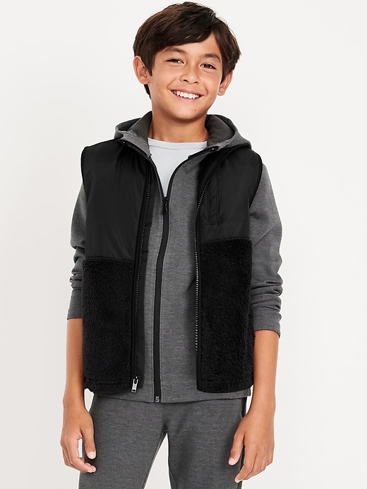 Image number 1 showing, Sherpa Mixed Media Vest for Boys
