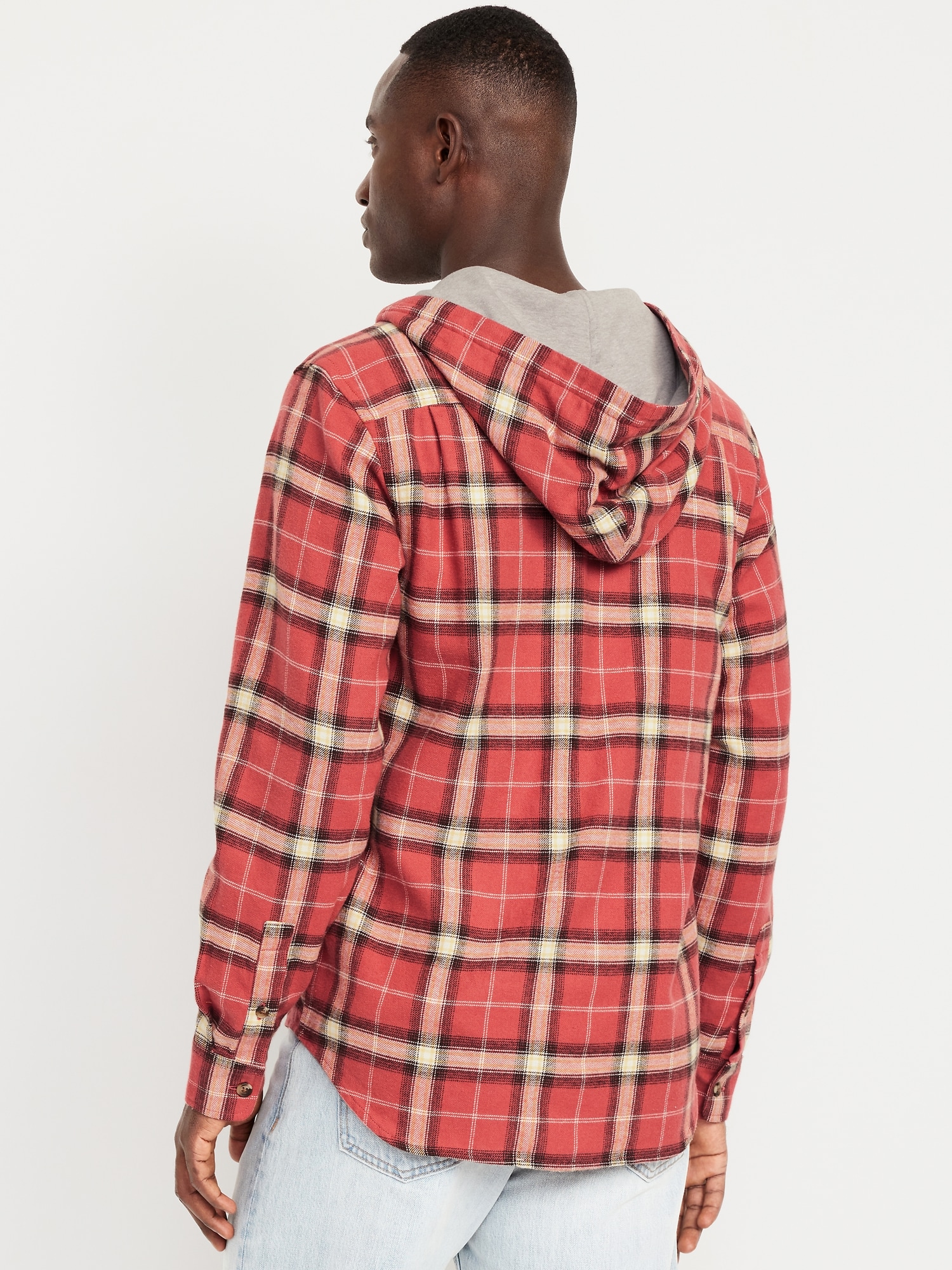 Hooded Plaid Flannel Shirt