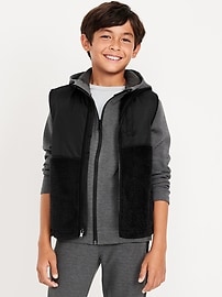 Image number 1 showing, Sherpa Mixed Media Vest for Boys