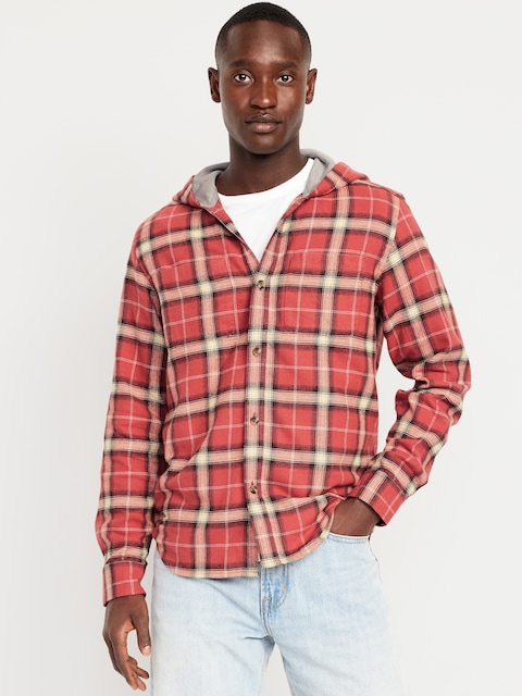 Hooded Plaid Flannel Shirt
