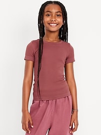 Image number 1 showing, Fitted Seamless Ribbed Performance Top for Girls