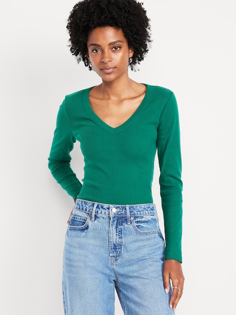Long-Sleeve Cozy V-Neck Top - Botanica
