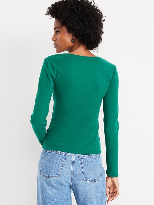 Image number 2 showing, Long-Sleeve Cozy V-Neck Top