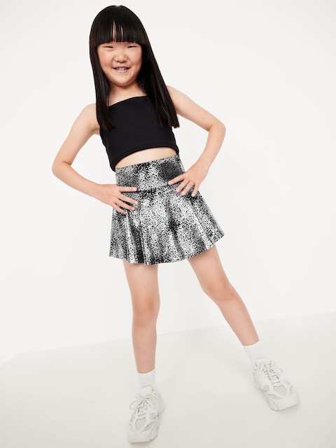 High-Waisted PowerSoft Skort for Girls - Black Shine