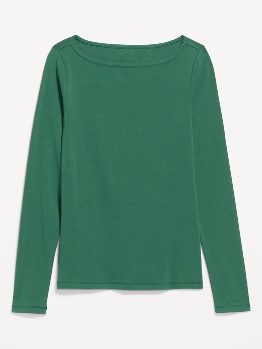 Image number 8 showing, Snug Long-Sleeve Boat-Neck T-Shirt