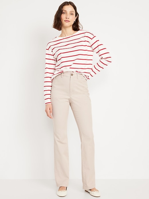 Image number 1 showing, High-Waisted Uniform Boot-Cut Pants