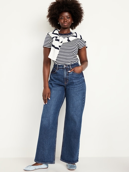 Image number 5 showing, Curvy Extra High-Waisted Wide-Leg Jeans