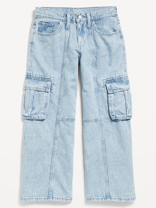 Image number 1 showing, High-Waisted Super Baggy Wide-Leg Cargo Jeans for Girls