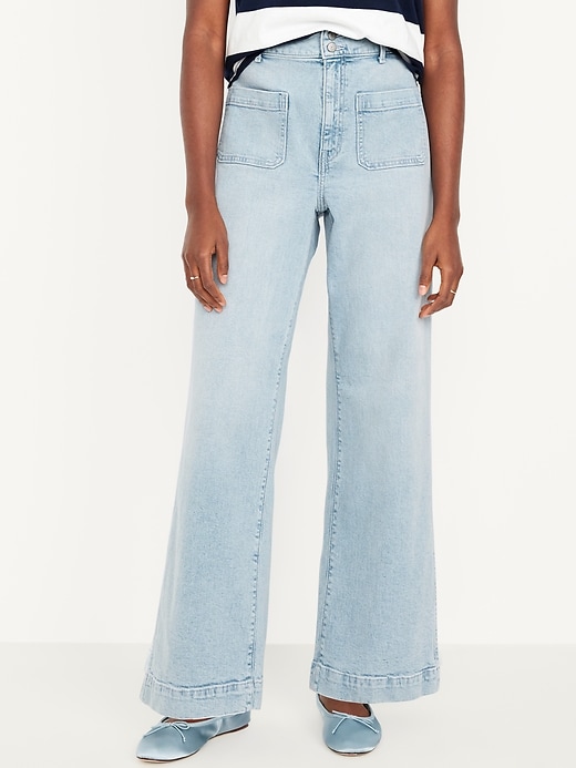 Image number 2 showing, Extra High-Waisted Mariner Wide-Leg Jeans