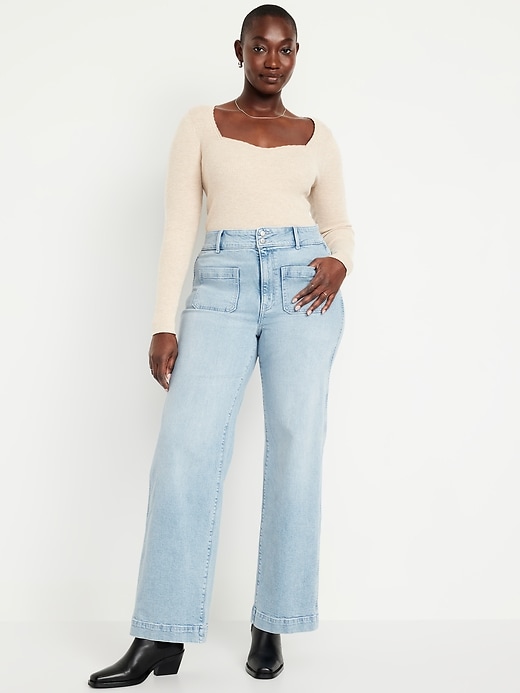 Image number 7 showing, Extra High-Waisted Mariner Wide-Leg Jeans