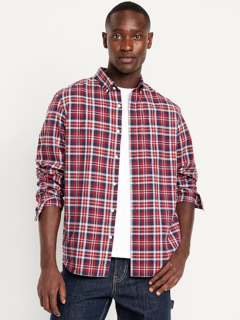 Classic Fit Printed Everyday Shirt - Navy/Red Plaid