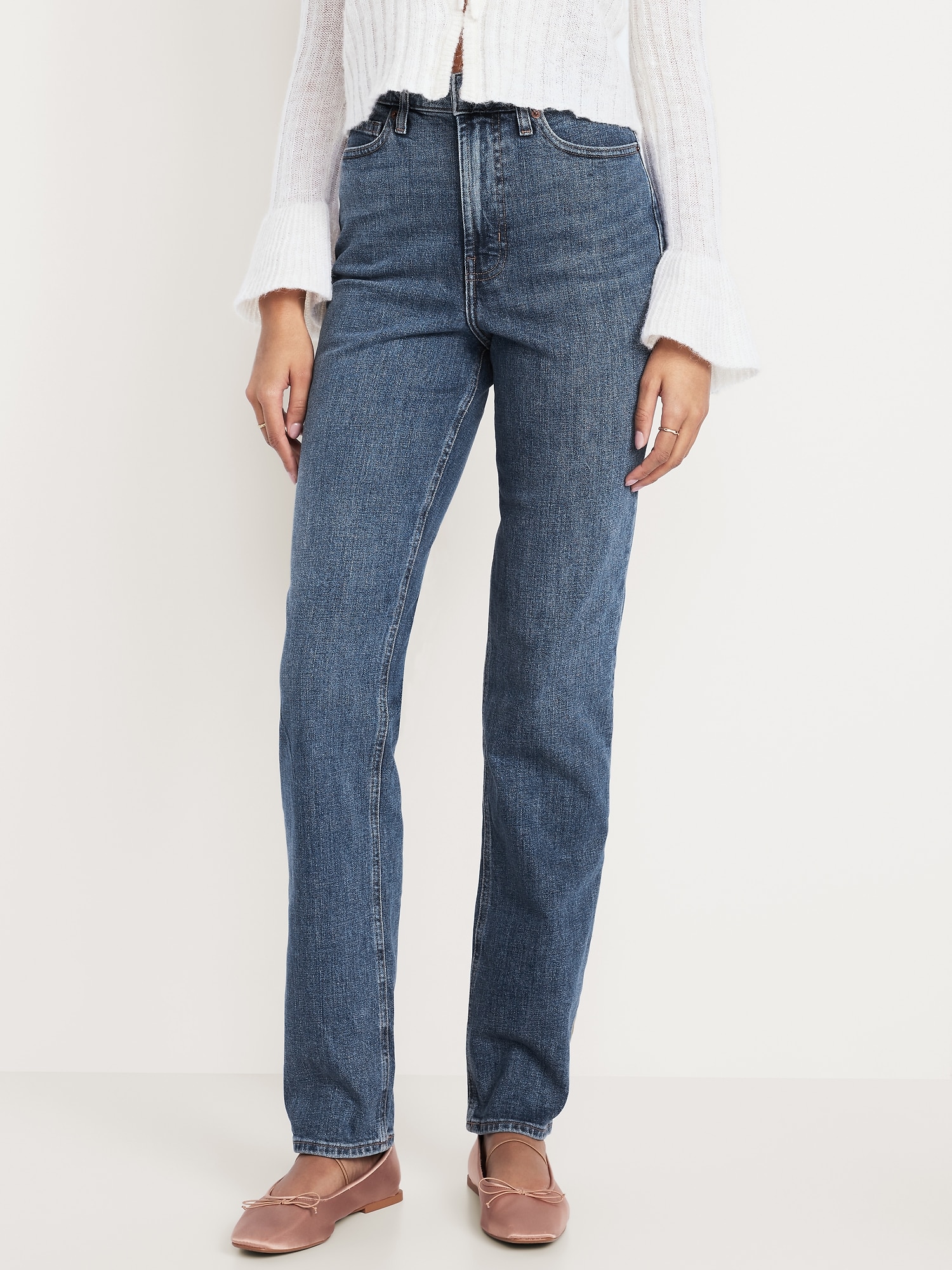 Extra High-Waisted Studded Straight Jeans