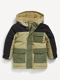 Image number 1 showing, Water-Resistant Color-Block Snow Jacket for Toddler Boys