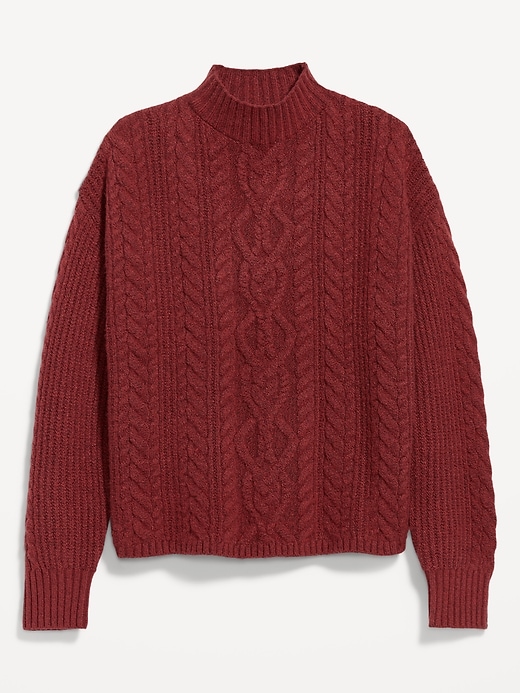 Image number 4 showing, SoSoft Cropped Mock-Neck Cable Sweater