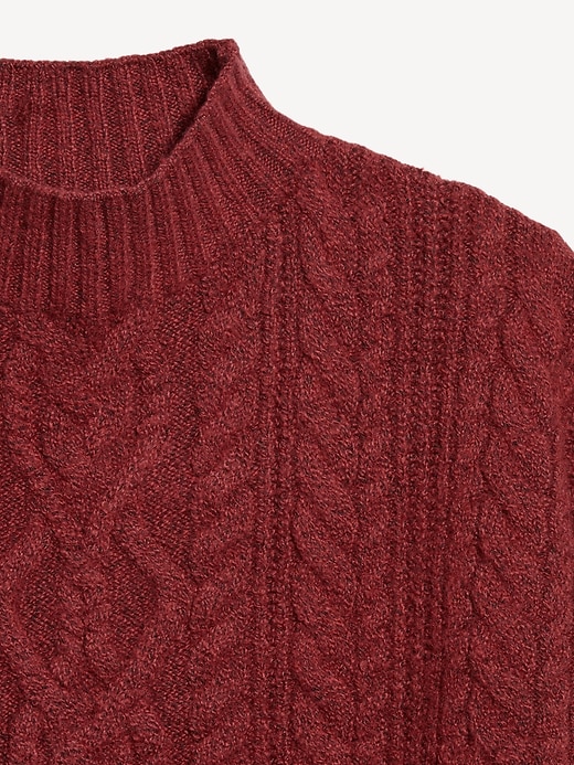 Image number 5 showing, SoSoft Cropped Mock-Neck Cable Sweater