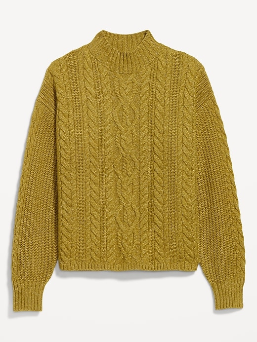 Image number 4 showing, SoSoft Cropped Mock-Neck Cable Sweater