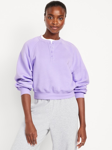 SoComfy Oversized Button-Front Sweatshirt - Lavender