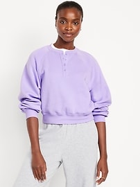 Image number 1 showing, SoComfy Oversized Button-Front Sweatshirt
