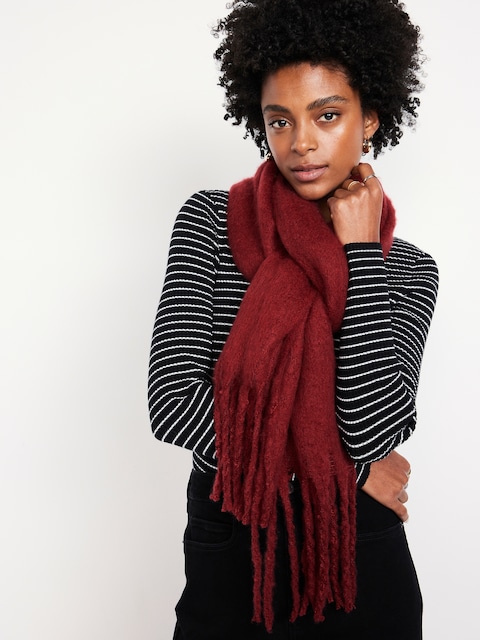 Brushed Fringed Scarf - Umber Earth