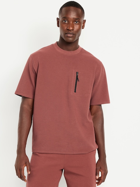Oversized Tech Waffle T-Shirt - Oxblood