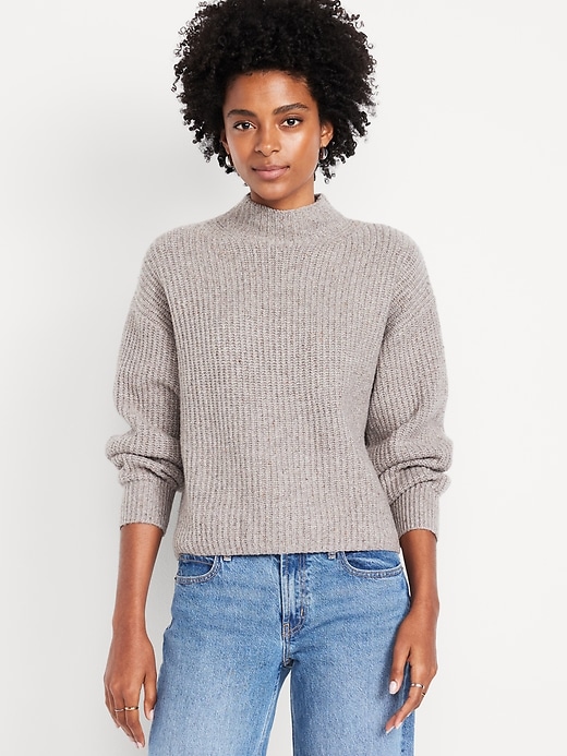 Image number 1 showing, SoSoft Cropped Mock-Neck Sweater