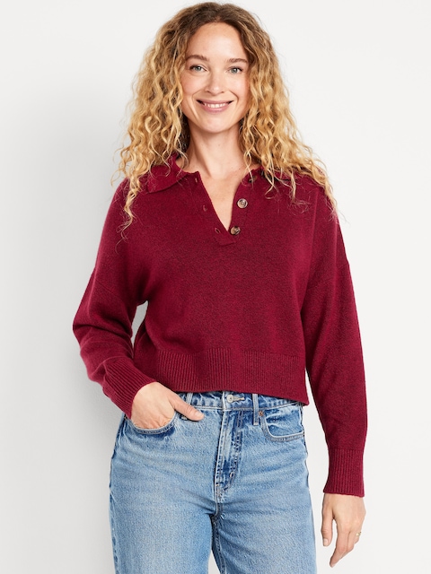 SoSoft Cropped Polo Sweater