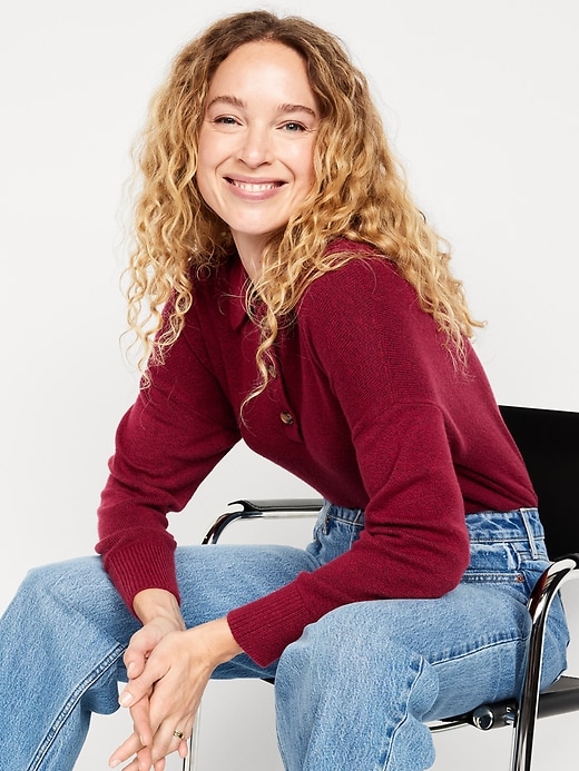 Image number 3 showing, SoSoft Cropped Polo Sweater