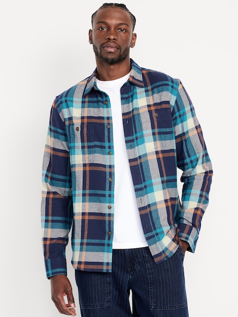 Plaid Flannel Pocket Shirt - Blue On Blue Plaid