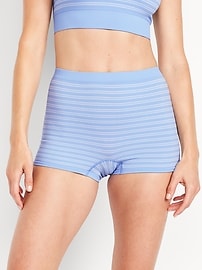 Image number 1 showing, Mid-Rise Seamless Ribbed Boyshort Underwear