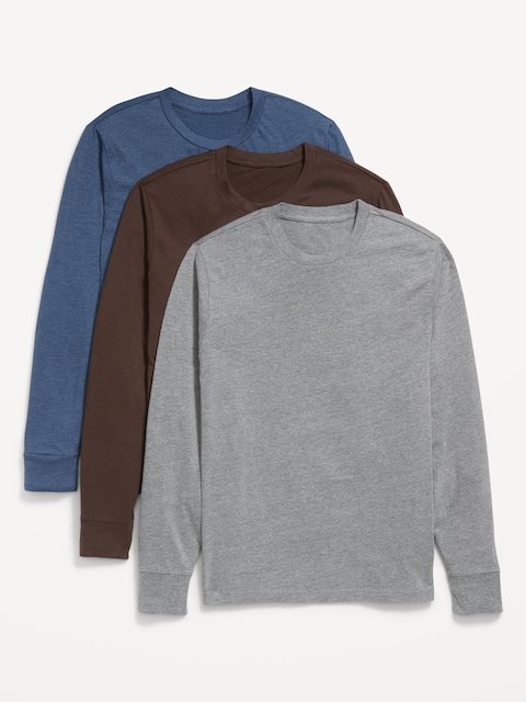 3-Pack Long-Sleeve Rotation T-Shirt - Blue/Brown/Gray