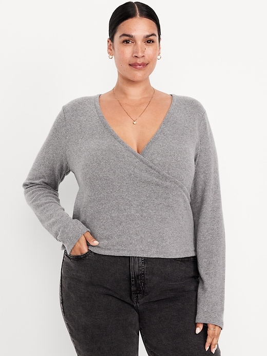Image number 6 showing, Long-Sleeve Wrap-Front Top