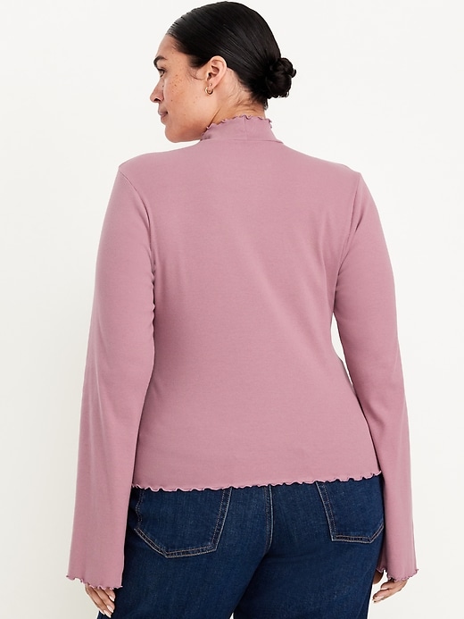 Image number 7 showing, Mock-Neck Lettuce-Edge Rib Top