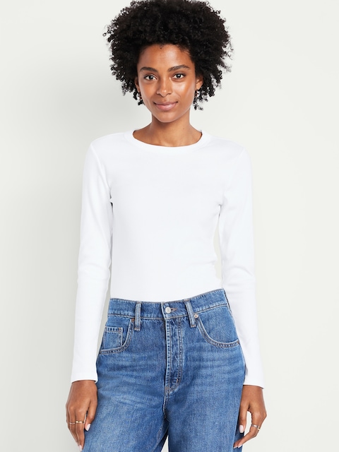 Snug Long-Sleeve Crew-Neck T-Shirt - White Lilies