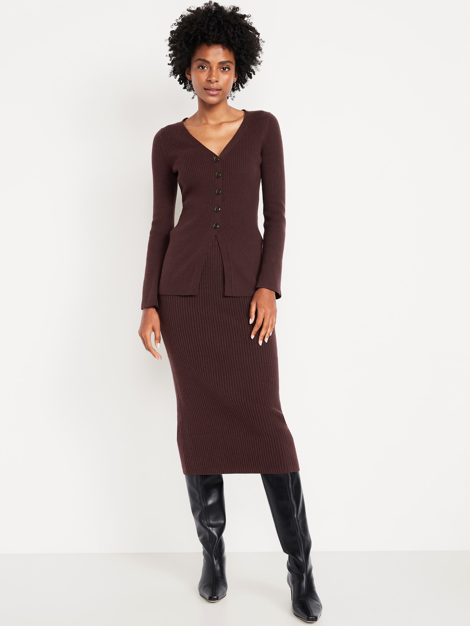 SoSoft Ribbed Midi Sweater Skirt