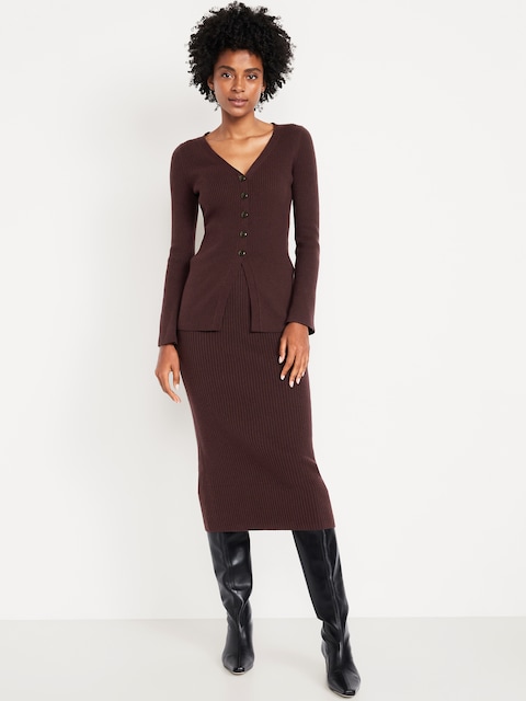 SoSoft Ribbed Midi Sweater Skirt