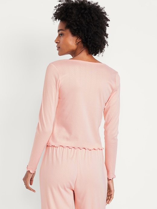 Image number 2 showing, Cozy Lettuce-Edge Pajama Top