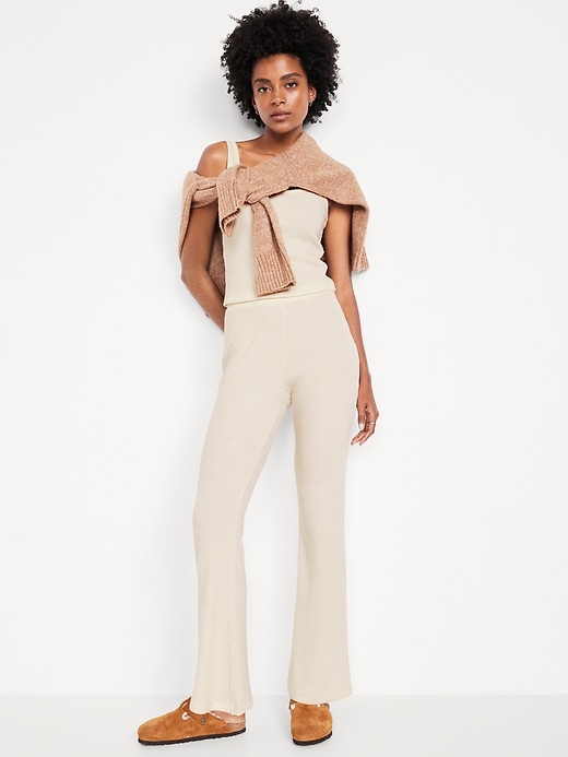 Image number 3 showing, High-Waisted Cozy Waffle Flare Pants
