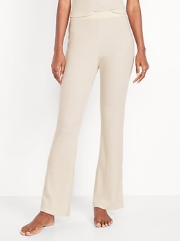 High-Waisted Cozy Waffle Flare Pants - image 3