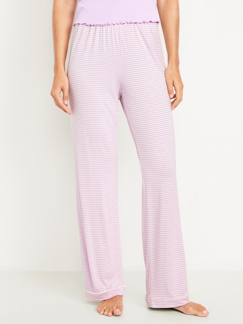 Mid-Rise Classic Jersey Pajama Pants - Light Purple Stripe