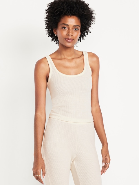 Cozy Waffle Pajama Tank Top - Howlite