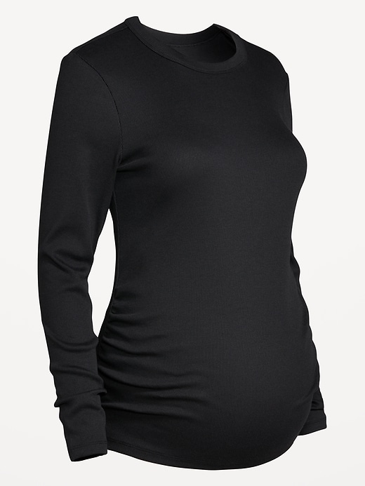 Image number 2 showing, Maternity Long-Sleeve Trapeze-Neck T-Shirt