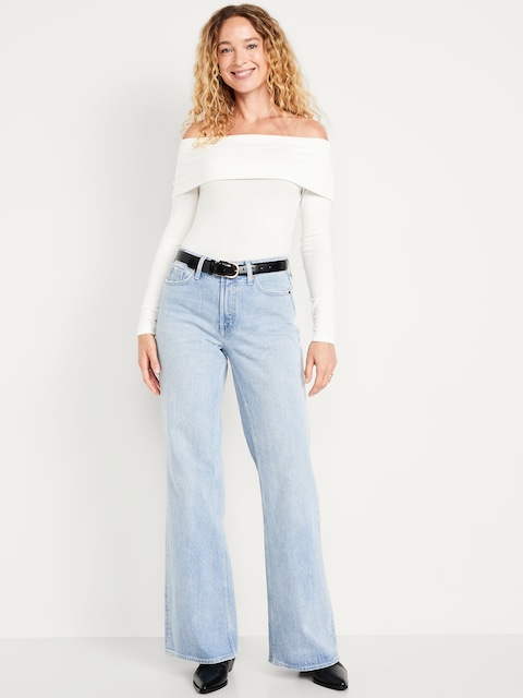Mid-Rise Loose Boot-Cut Jeans