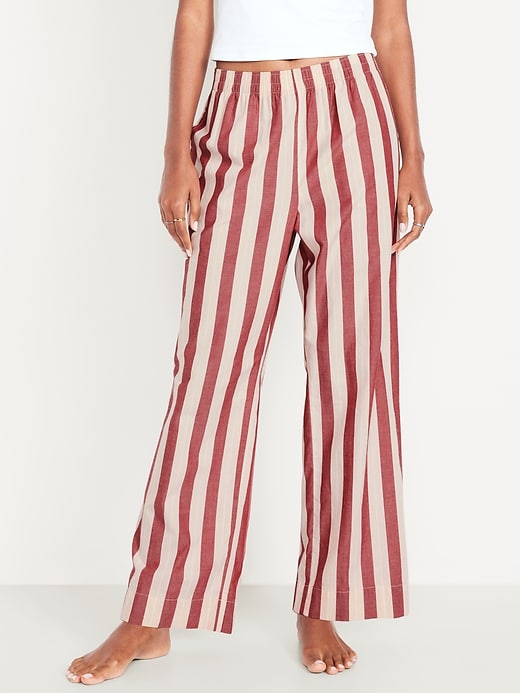 Image number 1 showing, High-Waisted Poplin Pajama Pant
