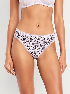 High-Waisted Lace-Trim Bikini Underwear
