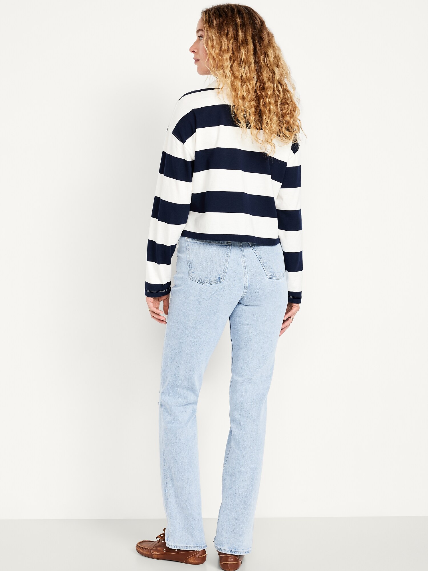 Женские джинсы Old Navy Extra High-Waisted Straight, цвет: Светлая варка — фото 3