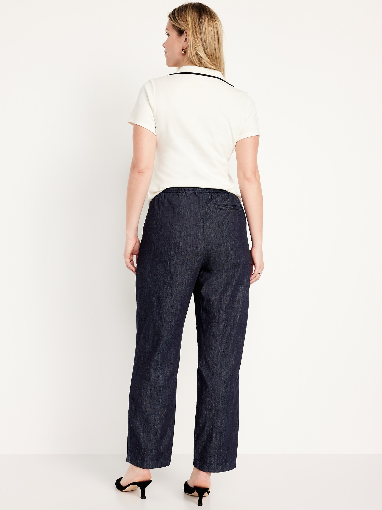 Женские брюки Old Navy High-Waisted Billie Straight Ankle Trouser, цвет: Dark Rinse — фото 5
