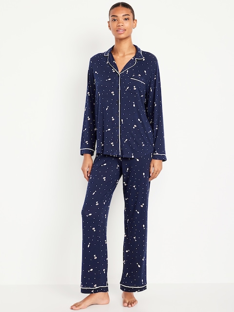 Sunday Sleep Knit Jersey Pant Set - Holiday Cocktails