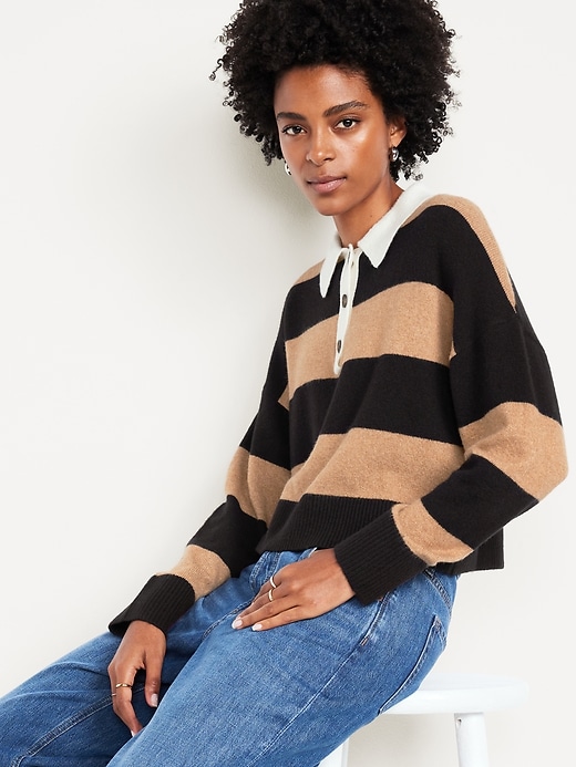 Image number 3 showing, SoSoft Crop Polo Sweater