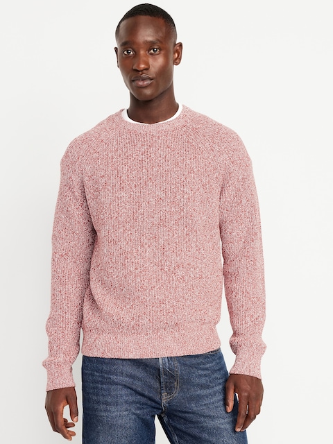 Crew-Neck Shaker-Stitch Sweater - Cherry Birch